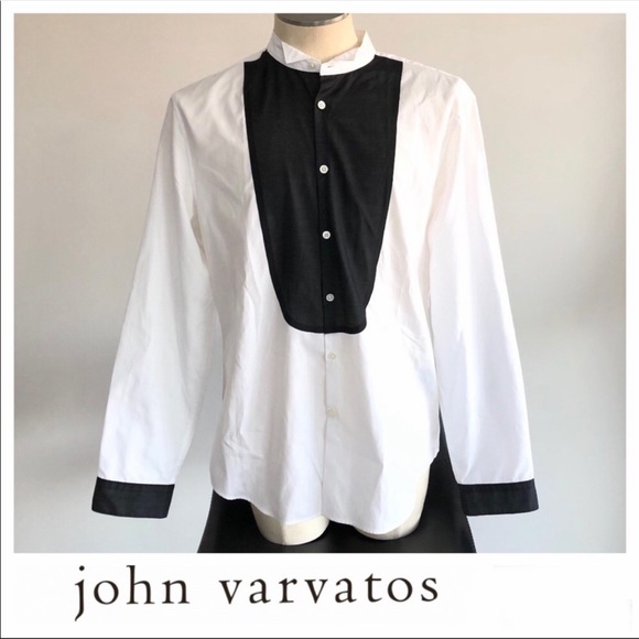JOHN VARVATOS Black White Button Down Shirt Sz L - Picture 14 of 14